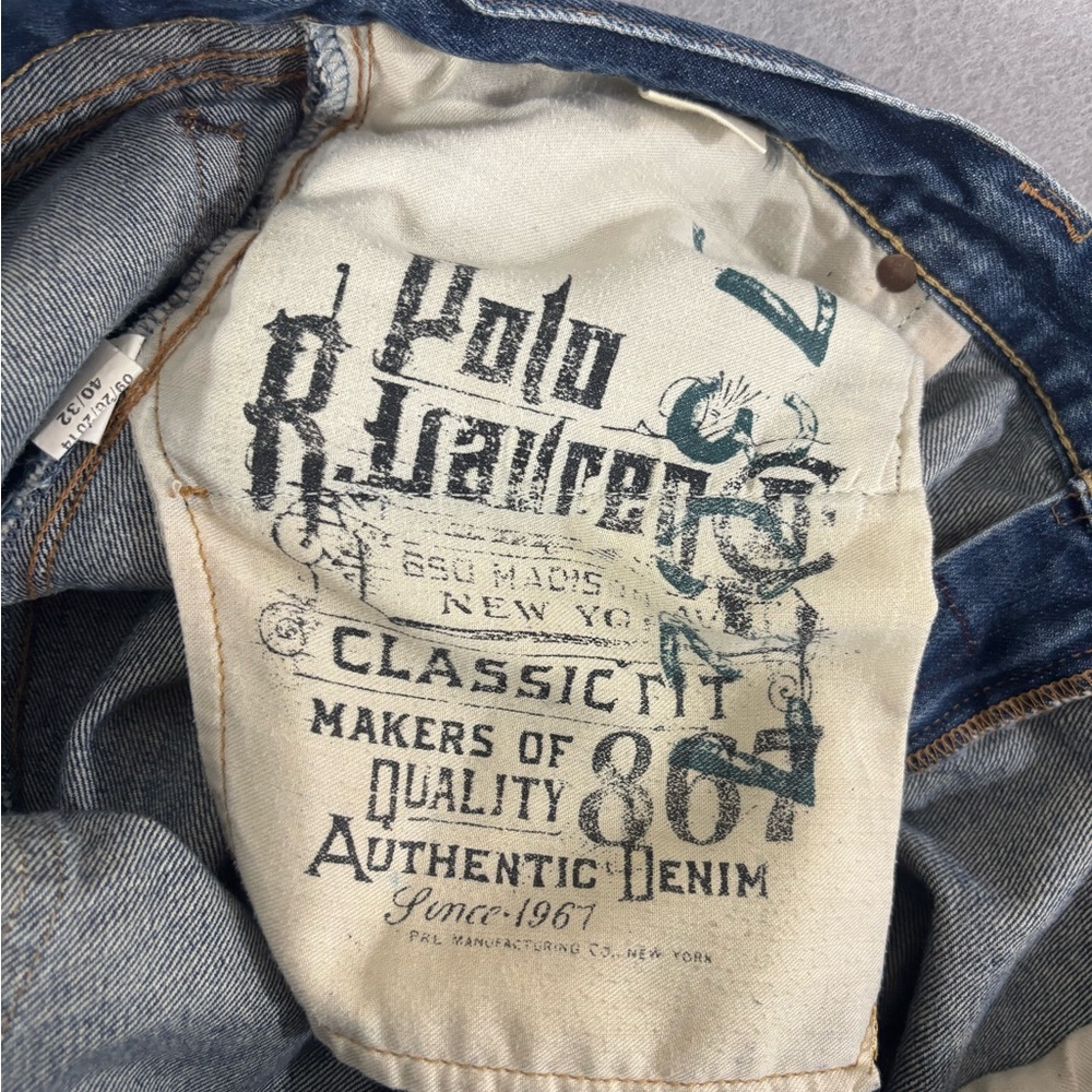 Polo Ralph Lauren RL Embroidered Jeans Mens 40x32 Classic Fit Denim - Picture 10 of 12